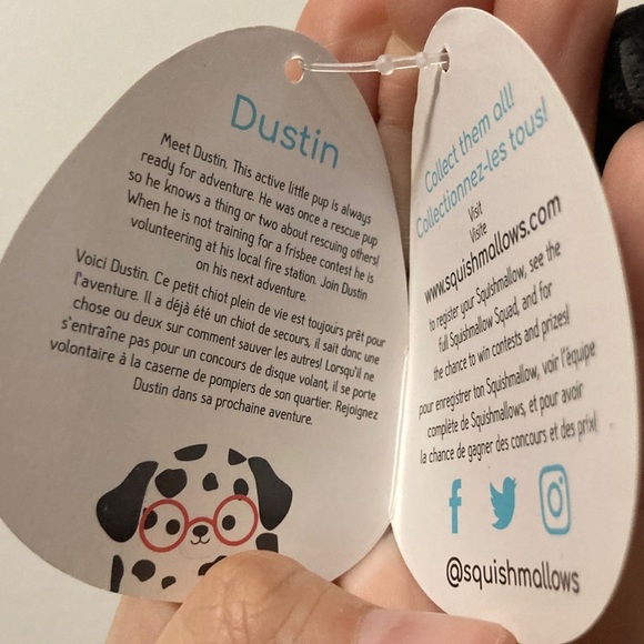 Squishmallows 2021 clip-on 3.5” Dalmatian with glasses Dustin - Picture 4 of 5